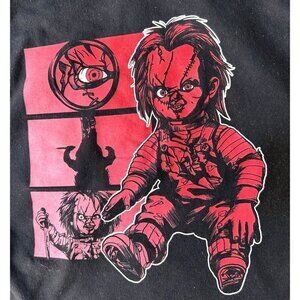 Chucky Let's Be Friends Hoodie Unisex Sz L Black Halloween Childs Play C…